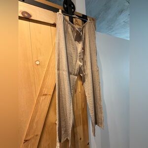 Casual Pull On Drawstring Zara Crinkle Tan Pants